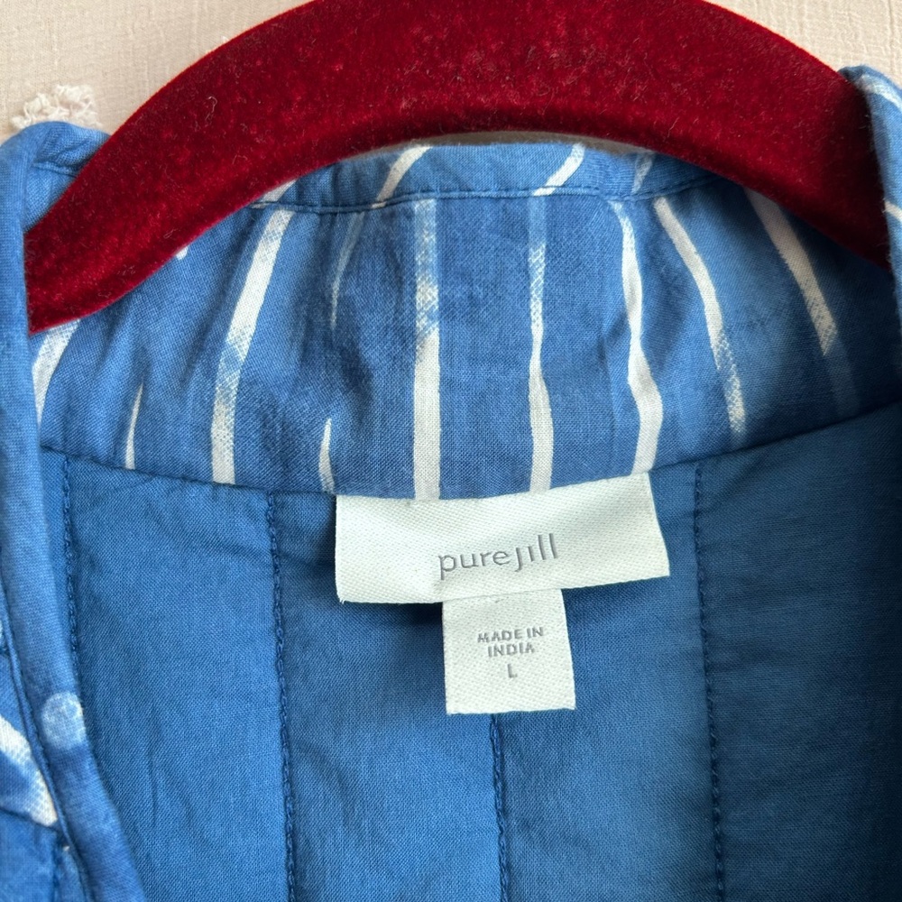 J. Jill Pure Jill Quilted Kimono Long Sleeve Jacket Indigo Sz L - Picture 4 of 4